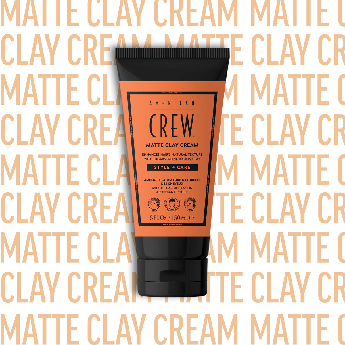 American Crew jar on bathroom shelf in lifestyle scene conveying daily grooming