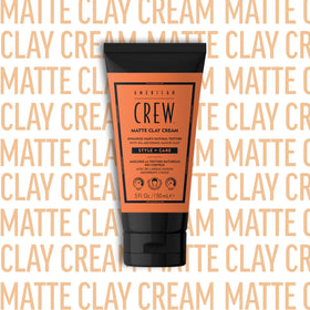 American Crew jar on bathroom shelf in lifestyle scene conveying daily grooming