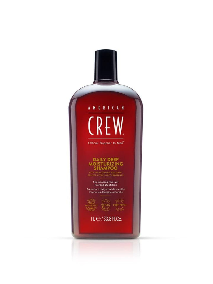 American Crew moisturizing shampoo front bottle shows label and large size for long-lasting use
