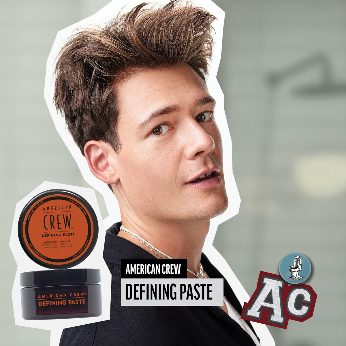 American Crew open tube displaying paste texture for controlled styling