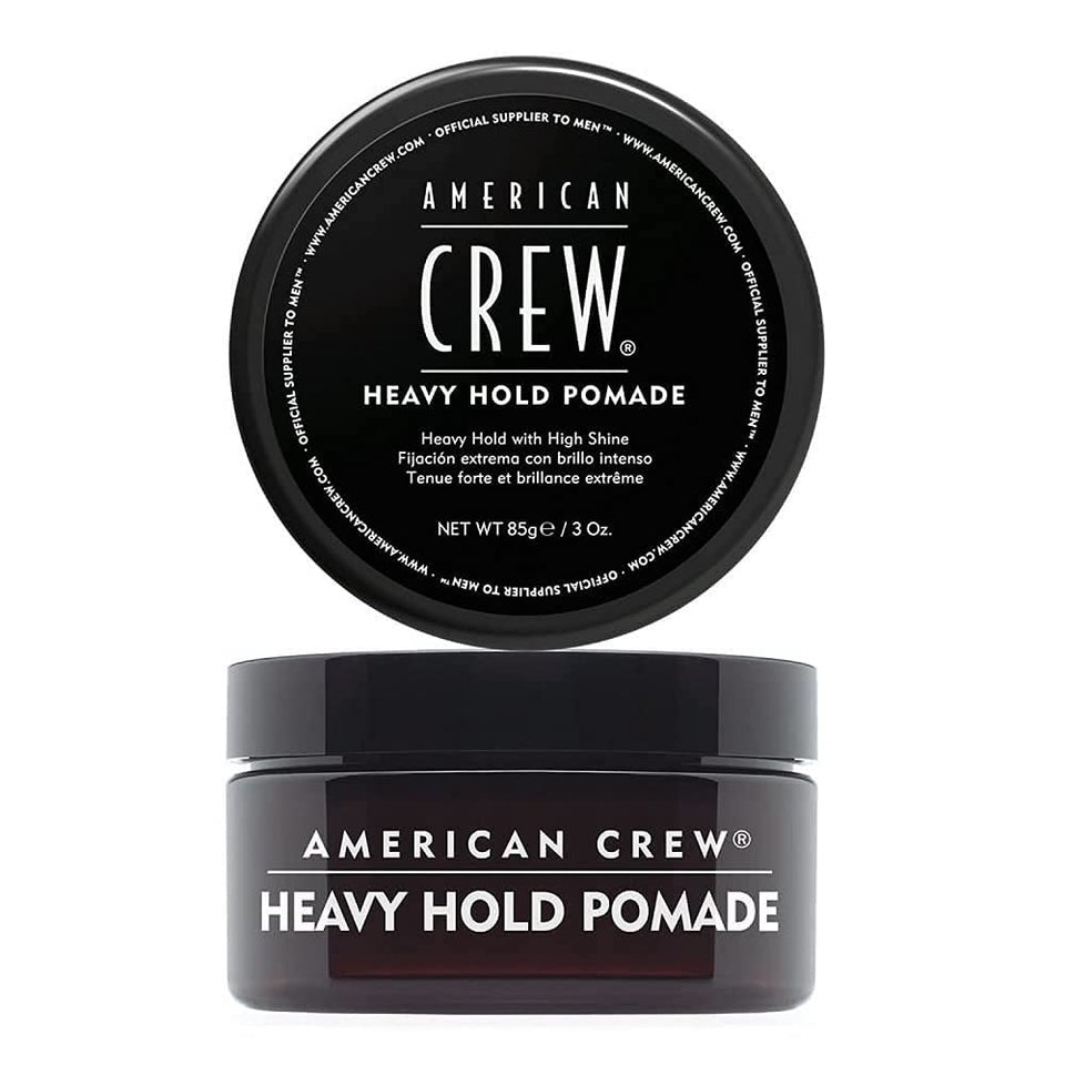 American Crew pomade jar front view showing label and high-shine styling benefit