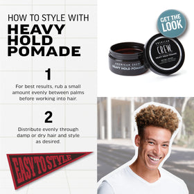 American Crew pomade used to create a slick-back hairstyle with strong hold