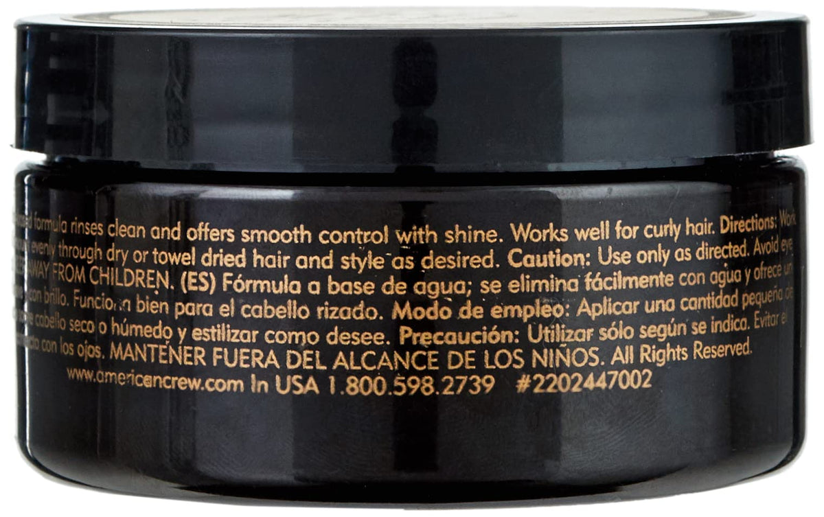 American Crew pomade in hair styling applied to men's hair for high shine and flexible hold