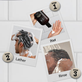 American Crew bottle next to ruler showing 8.45 fl oz size for travel and shelf planning