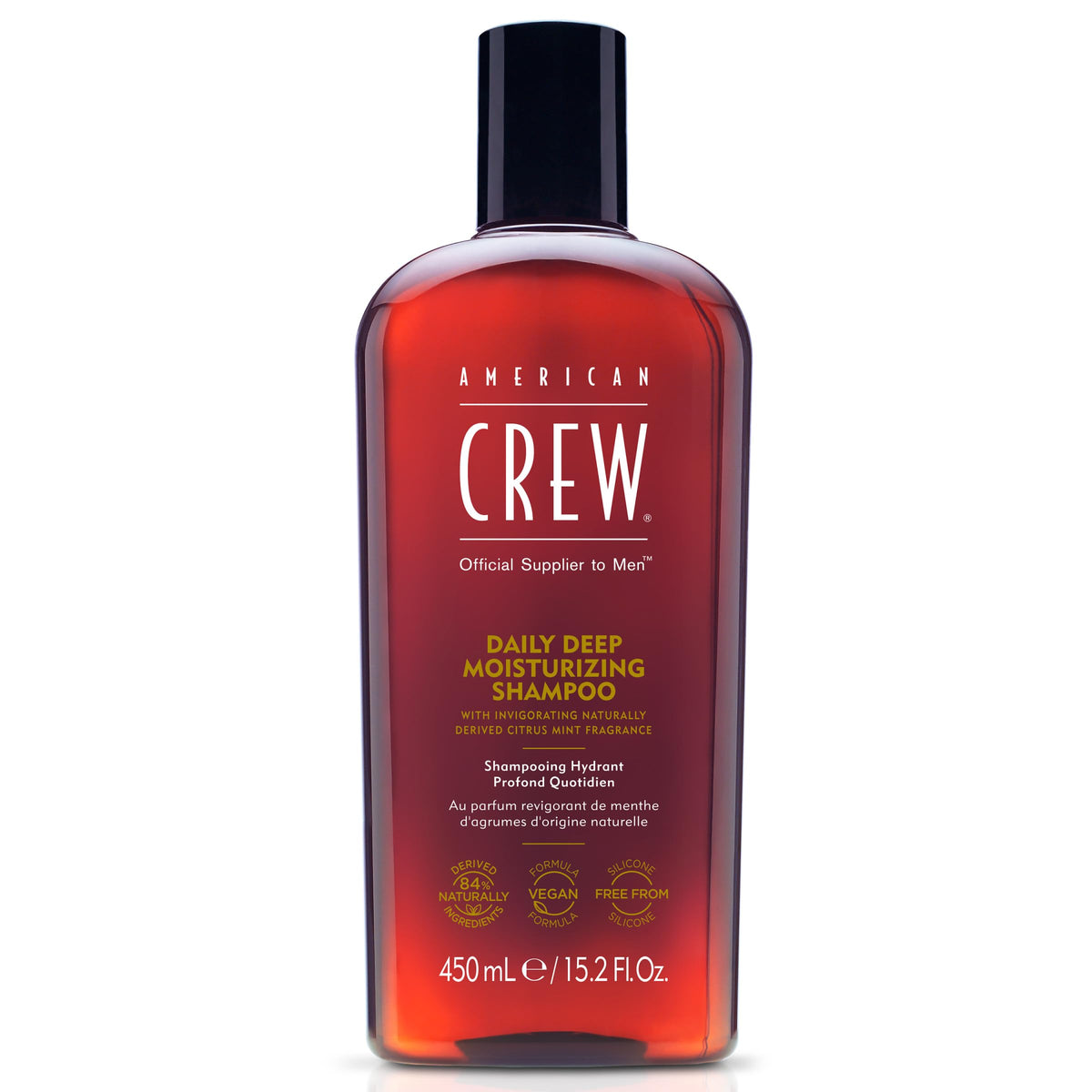 American Crew front packaging showing bottle and label, highlights clean look