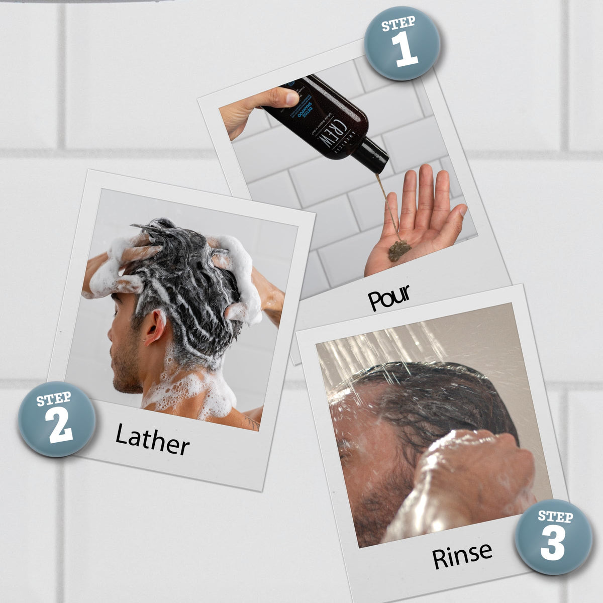 american crew shampoo in hand lathered demonstrating easy use benefit