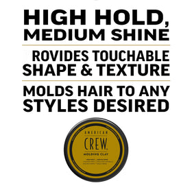 AMERICAN CREW styled hair side profile displaying high hold and natural shine