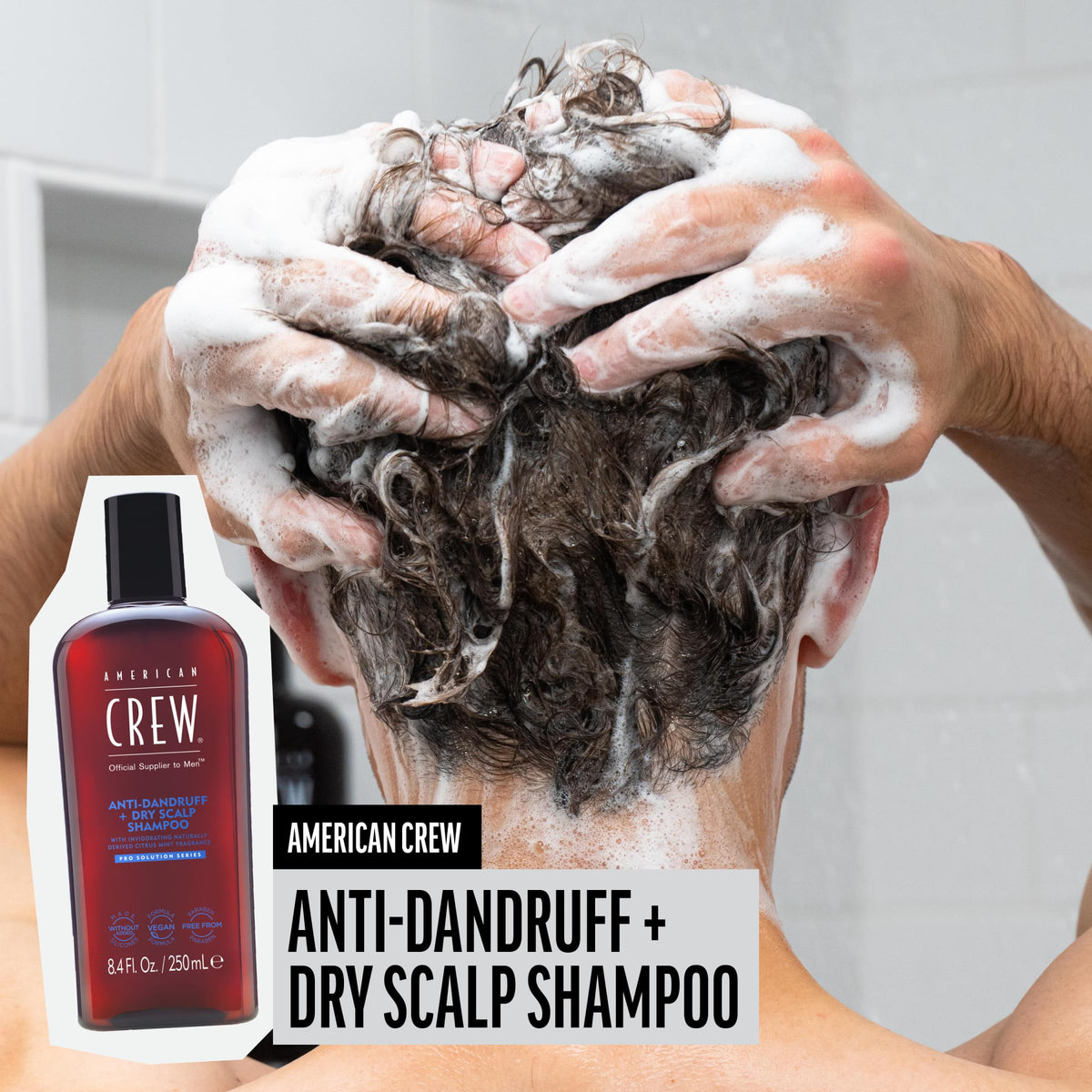 American Crew shampoo lather texture demonstrating gentle cleansing action