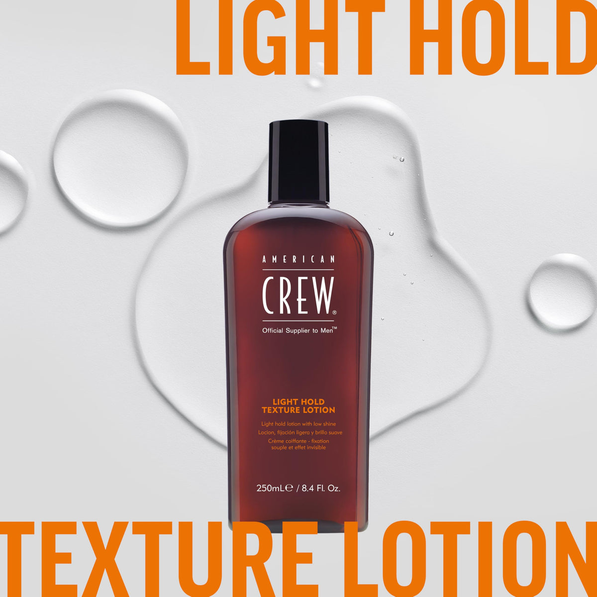 American Crew lotion on bathroom shelf conveying daily grooming routine