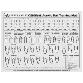 AMERICANAILS mat in use with acrylic beads demonstrating practice for consistent application