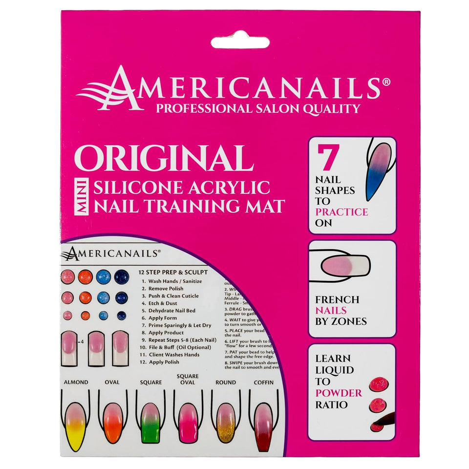 AMERICANAILS .COM front view of mini silicone training mat showing printed guides and work area