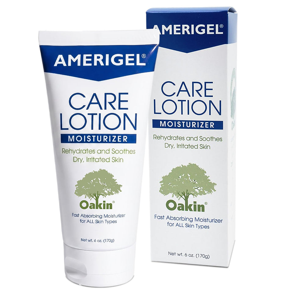 AMERIGEL Care Lotion front packaging shows tube and label, conveys trusted formulation