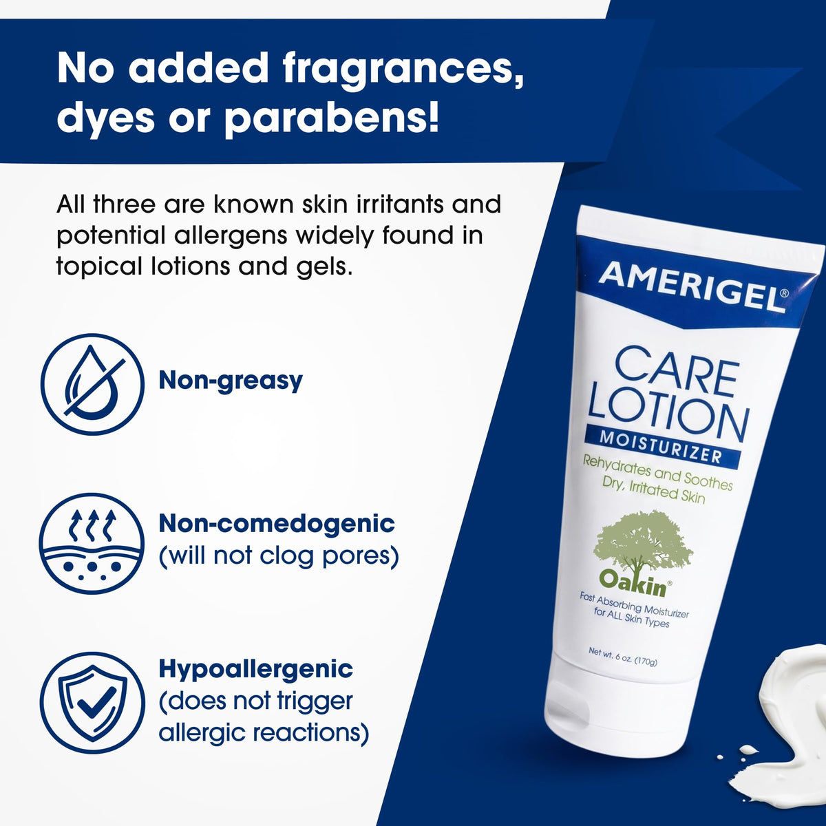 AMERIGEL Care Lotion 6 oz next to hand for scale to show travel-friendly size