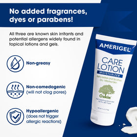 AMERIGEL Care Lotion 6 oz next to hand for scale to show travel-friendly size