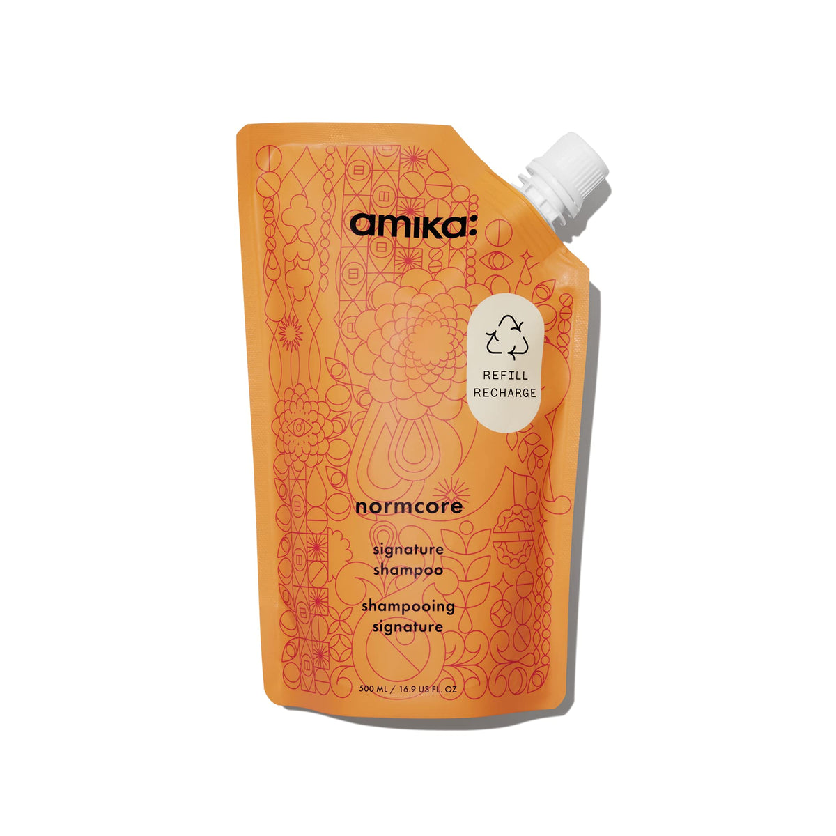 amika bottle front showing label and 500ml size for easy identification