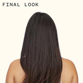 amika finished blowout showcasing voluminous, shiny hair benefit after styling with the spray