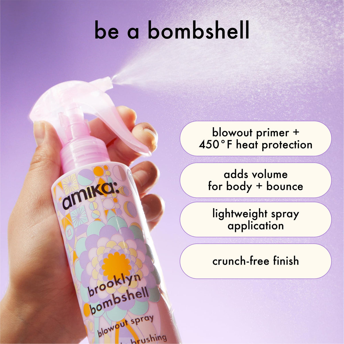 amika fine mist spray detail demonstrating even coverage and lightweight application for styling