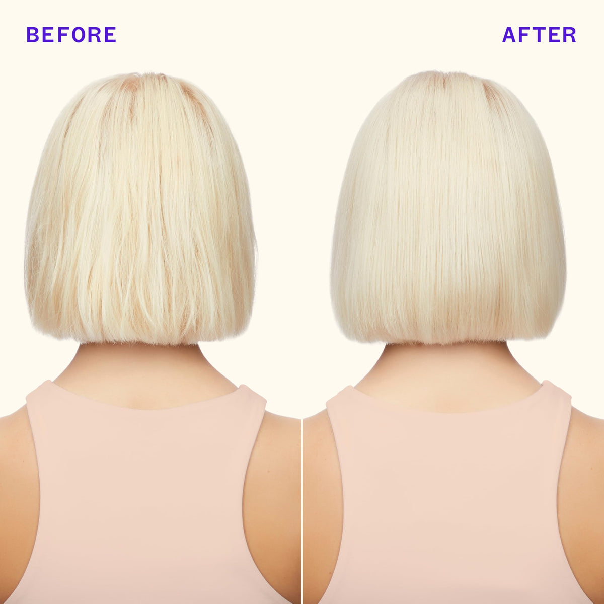 Amika close-up label of Bust Your Brass showing ingredients and strength-focused formula benefits