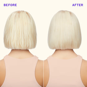 Amika close-up label of Bust Your Brass showing ingredients and strength-focused formula benefits