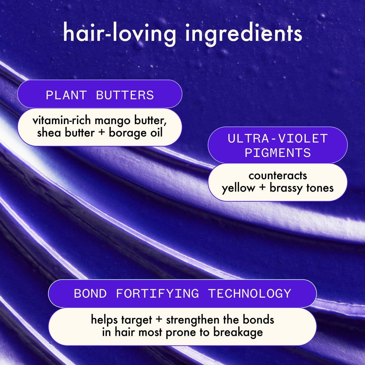 close-up of plant butters used in formula, showcases nourishing ingredients for strengthened hair