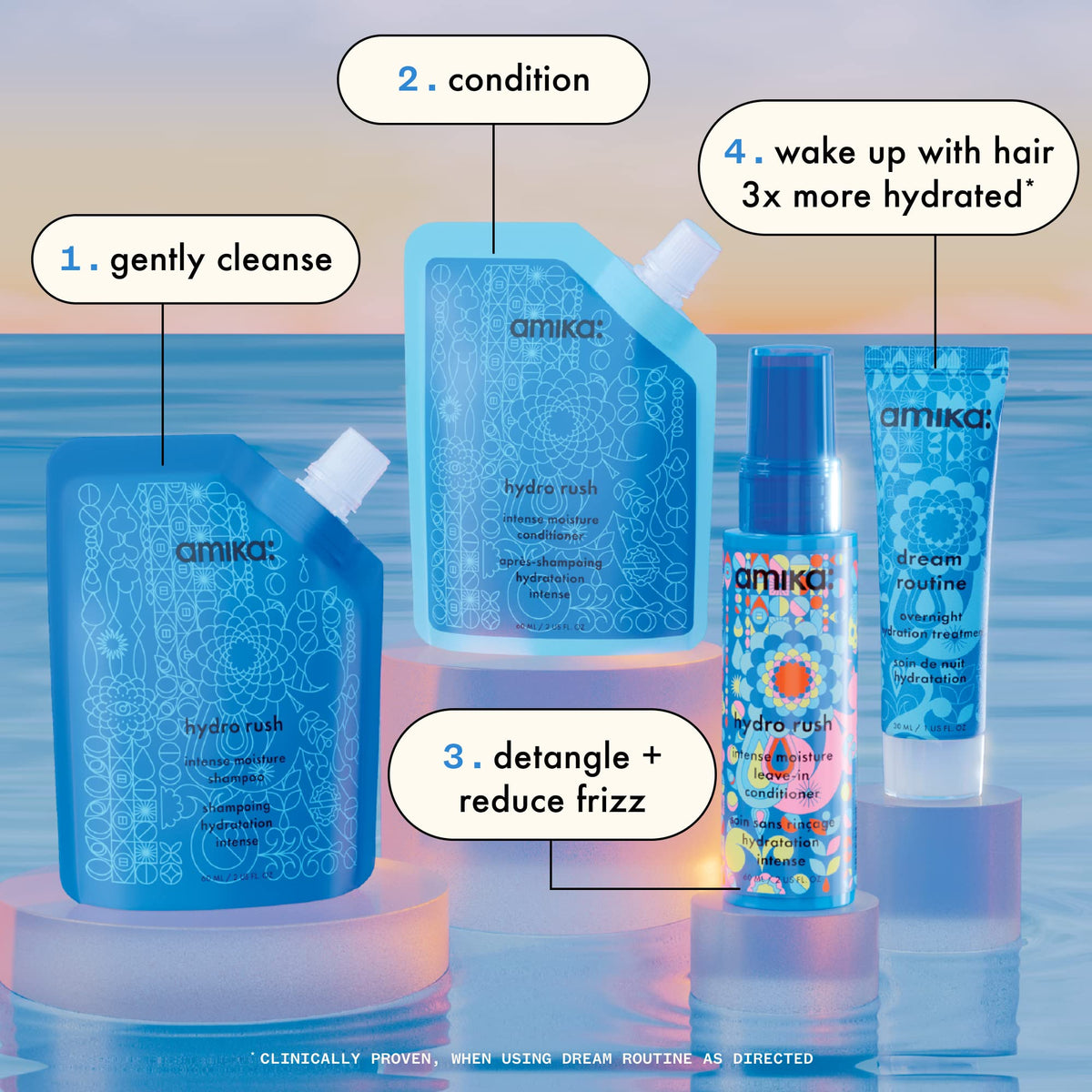 amika conditioner pour detail showing creamy texture for smoothness
