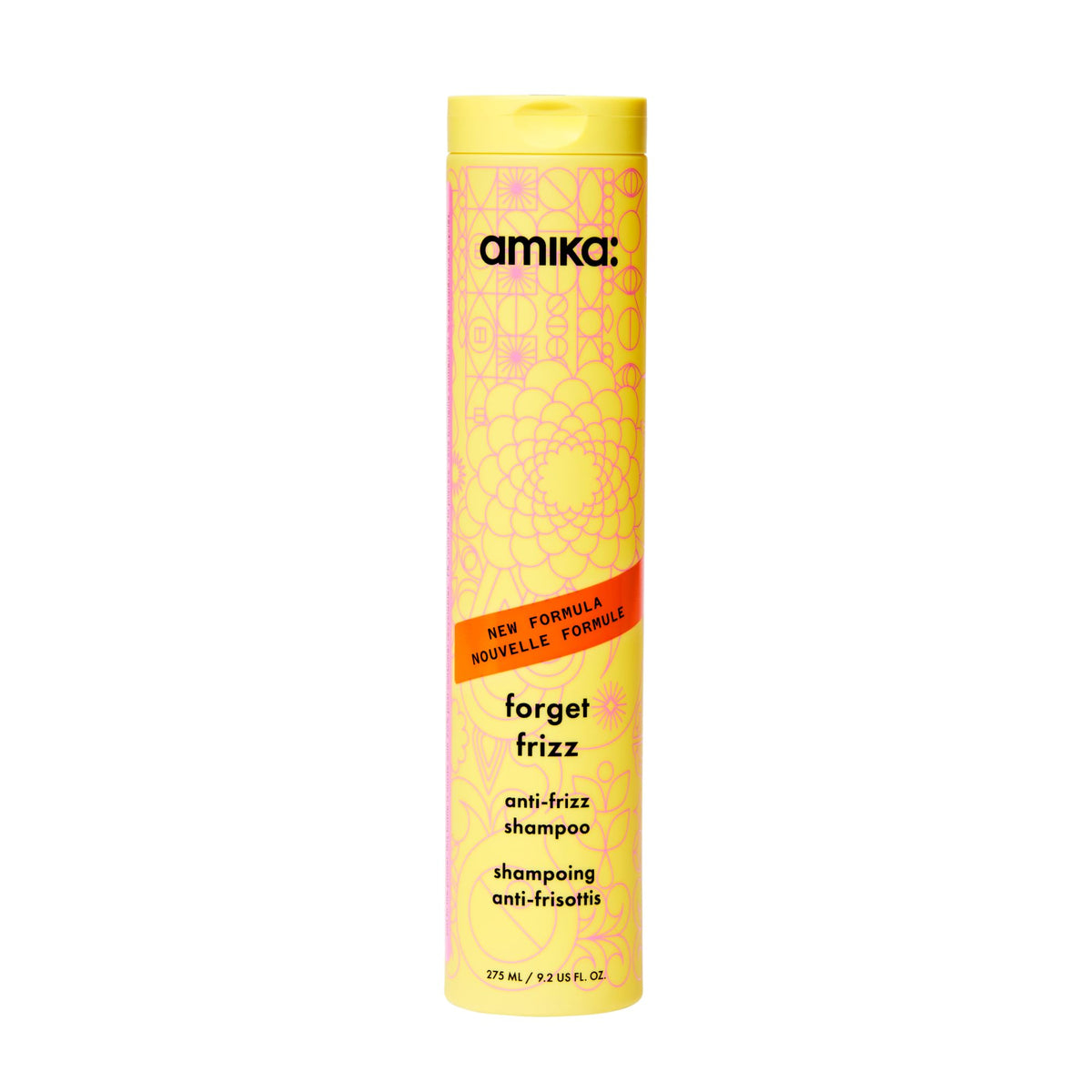 Amika front bottle view showing product for smoothing and frizz control
