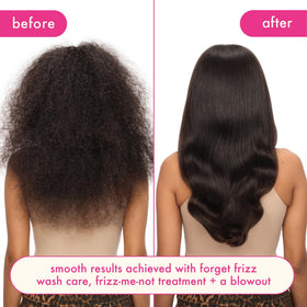 Amika in-shower application on wet hair illustrating quick conditioning and frizz reduction