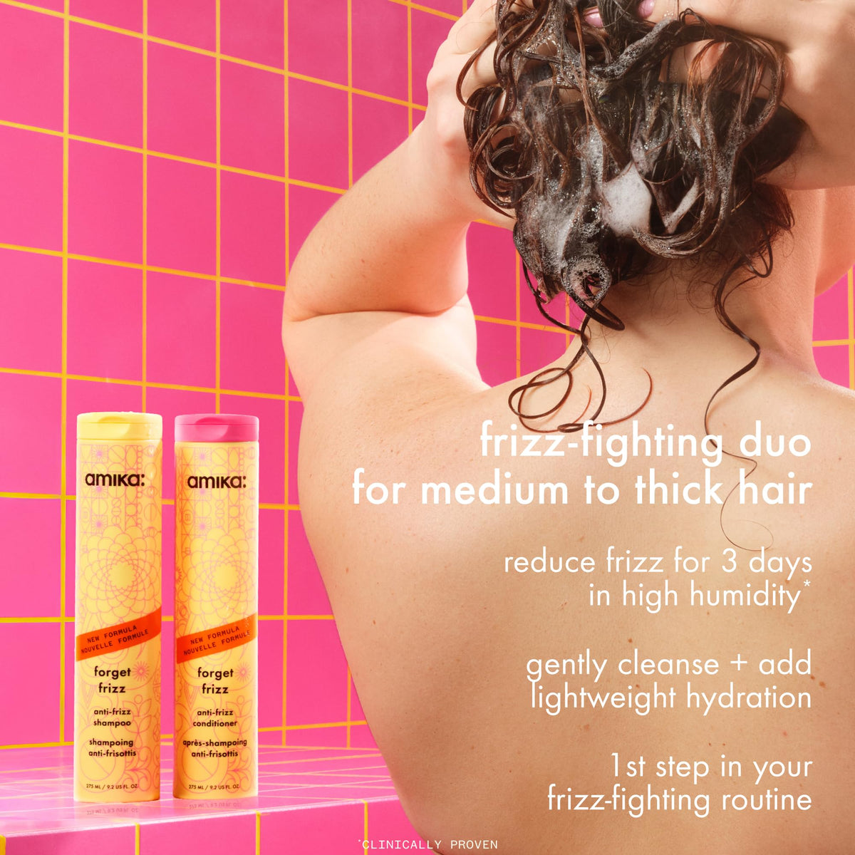 Amika pump dispensing conditioner texture demonstrating smooth, lightweight hydration