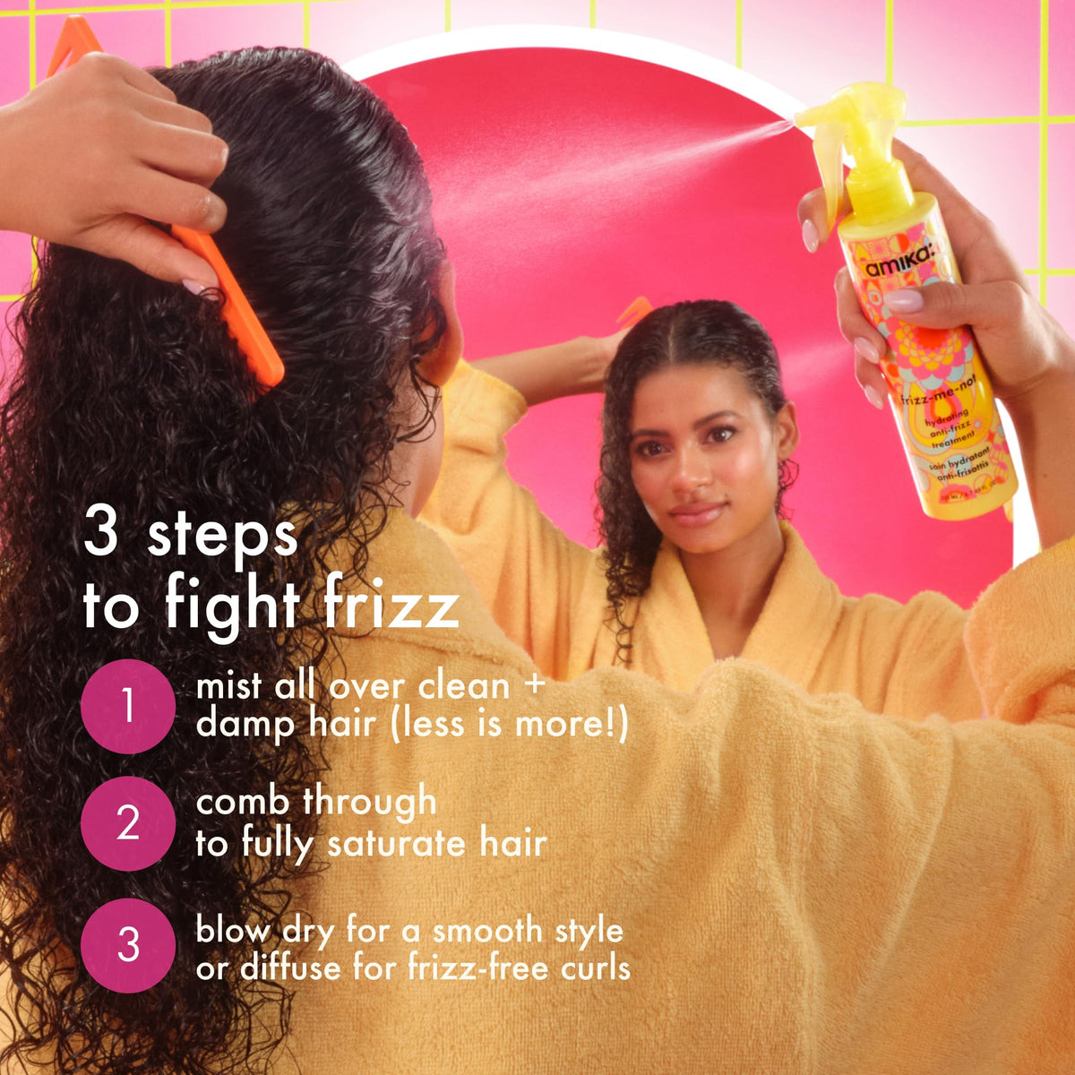 amika diffused curls showing defined, frizz-free curls benefit