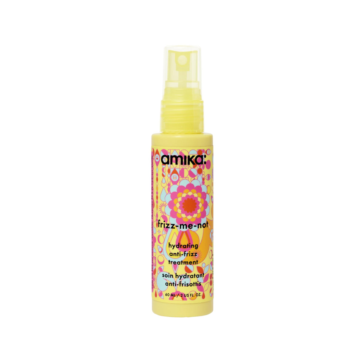 amika Frizz-Me-Not front bottle showing product benefit and sleek design
