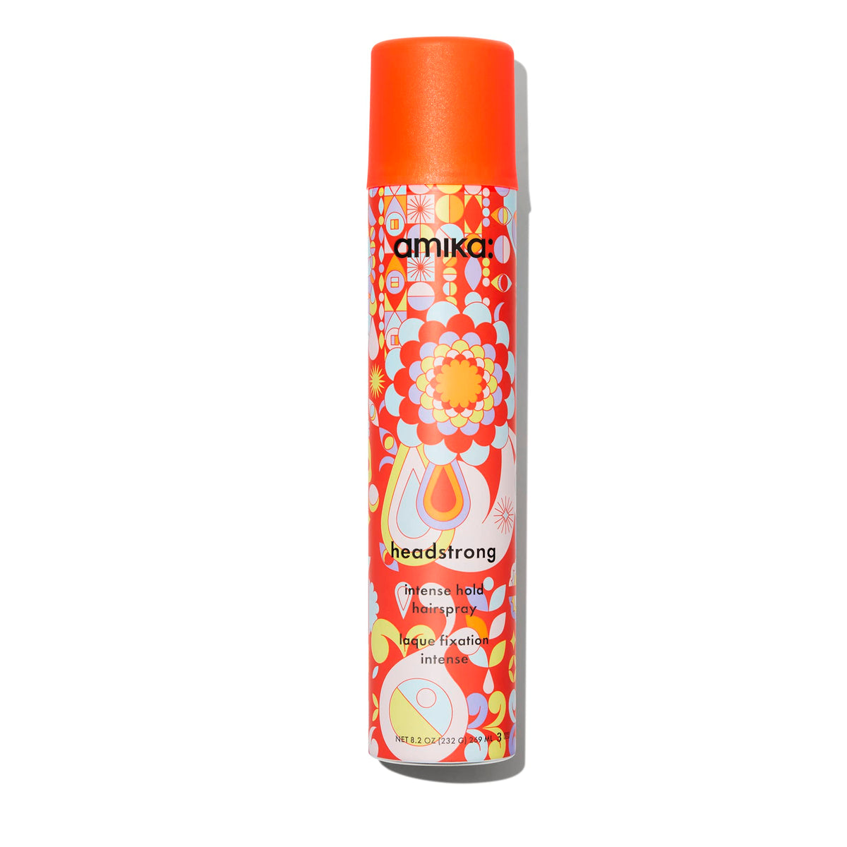 amika front canister shot showing product and branding, highlights strong hold