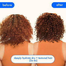 Amika-treated textured hair showing smoother, hydrated finish