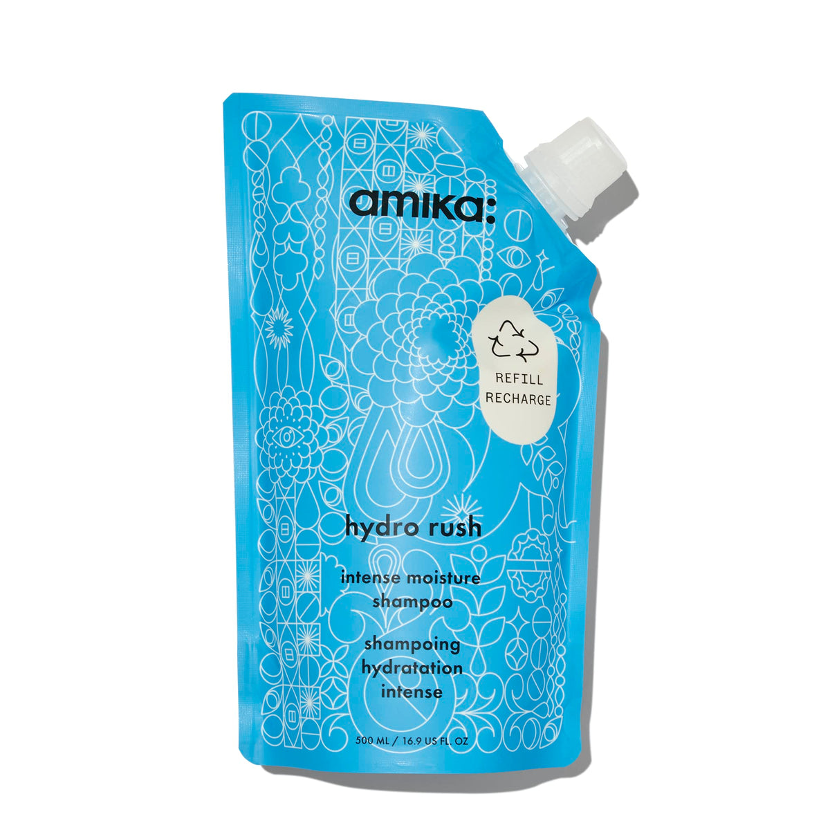 Amika front bottle showing label and 500ml size for easy identification and use