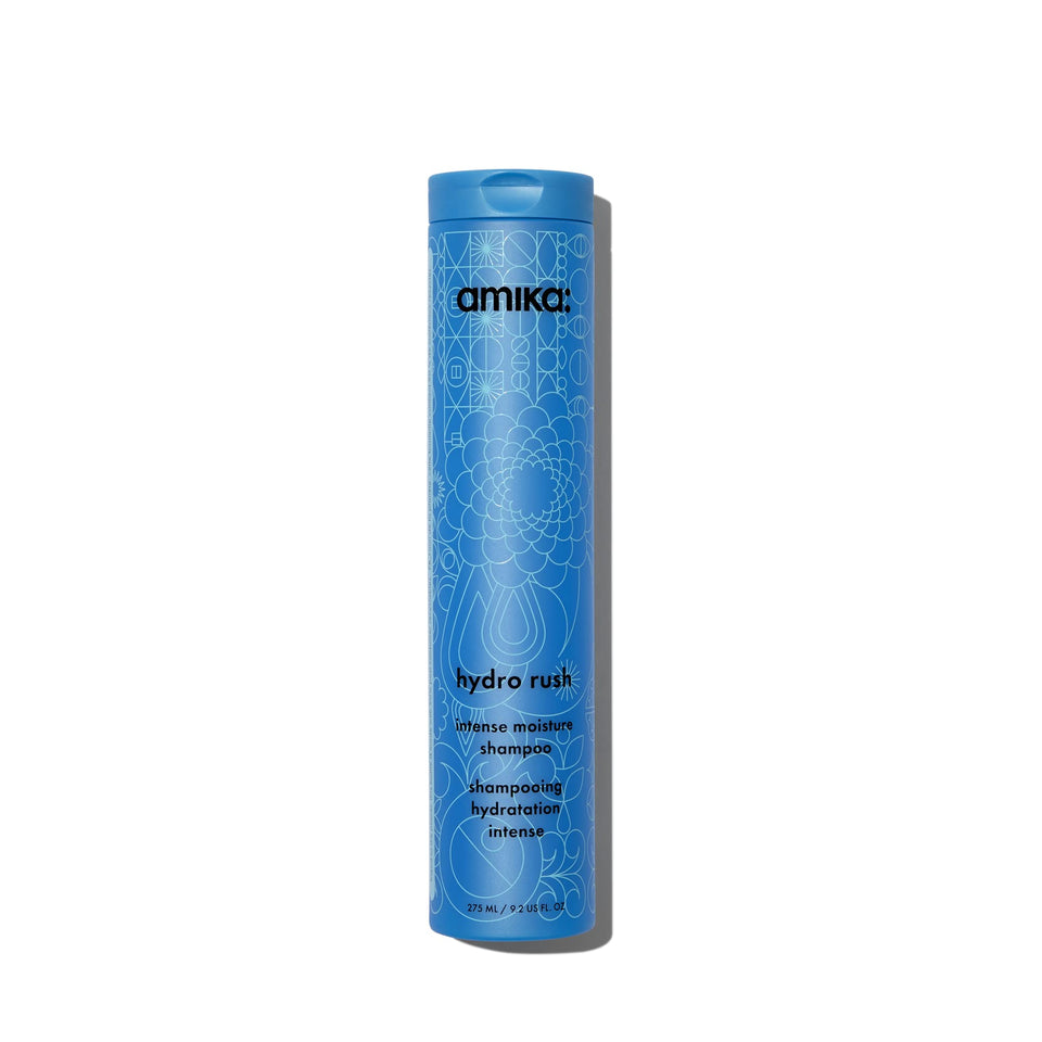 Amika Hydro Rush front bottle shows label and benefits