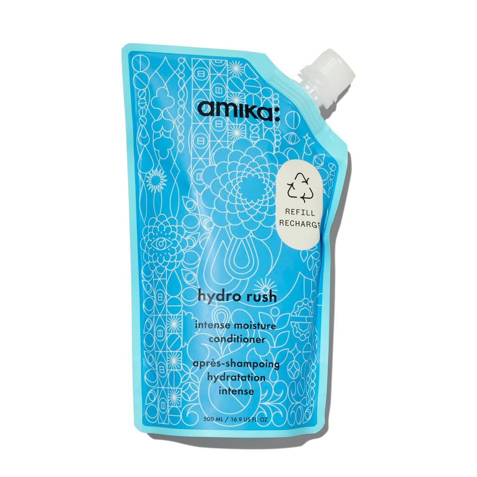 Amika Hydro Rush front bottle showing packaging and size benefit