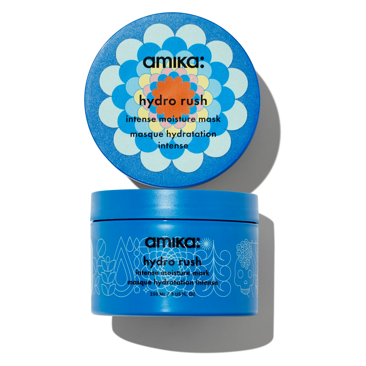 Amika jar front view showing product packaging and brand hydration benefit