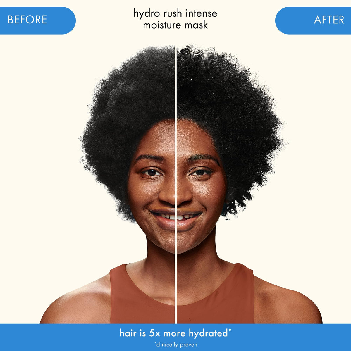 Amika mask applied to curly textured hair in shower for deep hydration