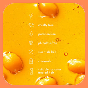 Amika label close-up highlighting sea buckthorn and nourishing ingredients
