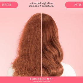 amika Mirrorball conditioner in hand being applied for moisturizing results