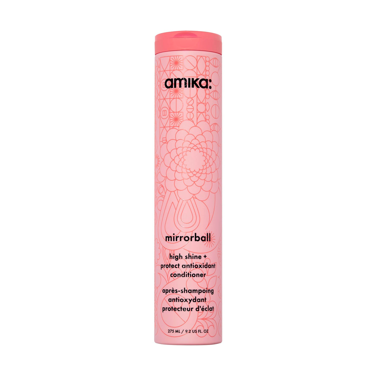 amika Mirrorball front packaging showing bottle and benefit of shine
