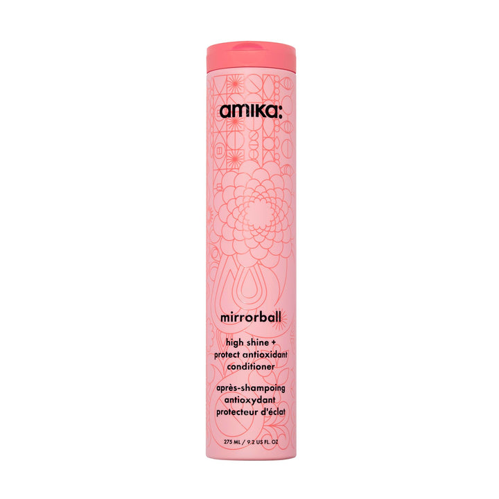 amika Mirrorball front packaging showing bottle and benefit of shine