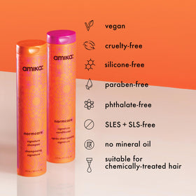 amika shampoo being massaged into scalp demonstrating gentle cleansing benefit