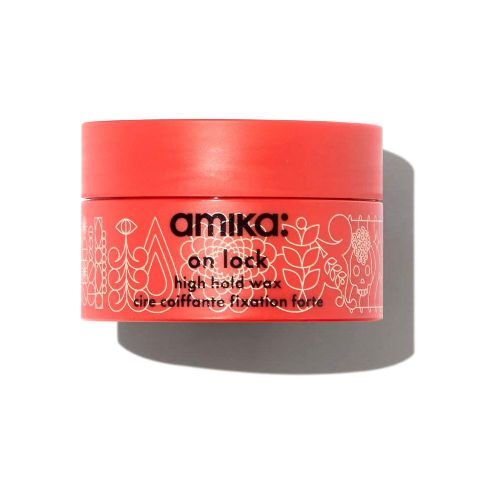amika on lock front jar showing packaging and clear product benefit