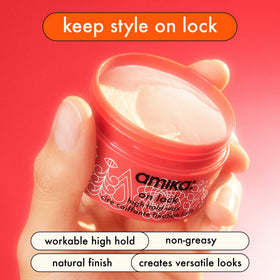 amika on lock open jar texture close-up showing creamy workable wax