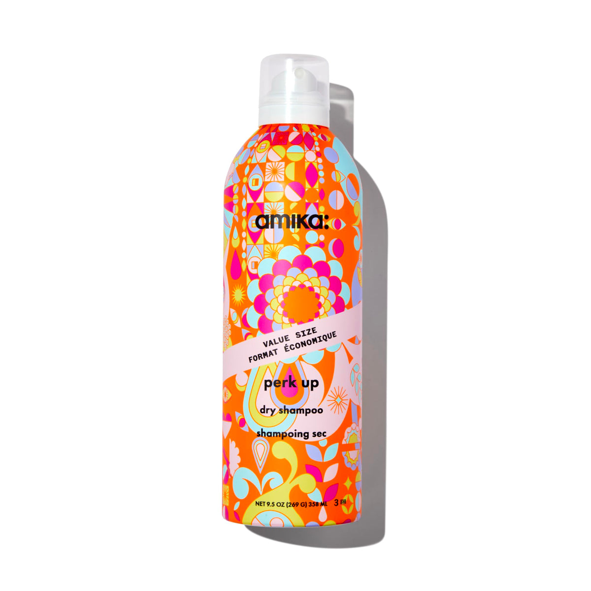 Amika front can 9.5oz showing label and product benefit