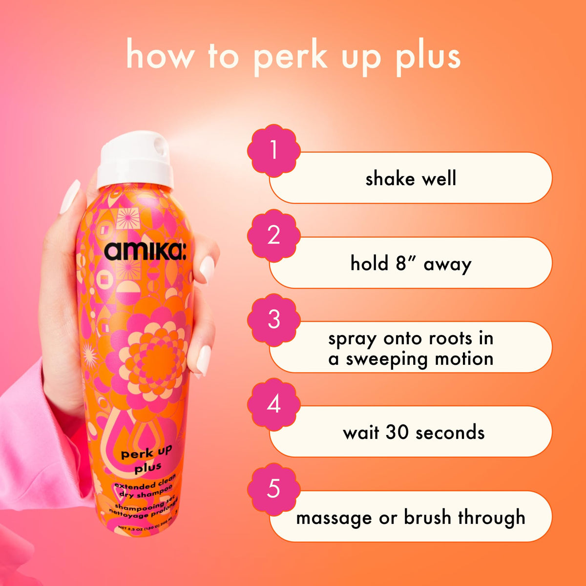 Amika Perk Up Plus on bathroom vanity for quick daily styling convenience