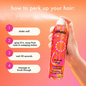 Amika Perk Up Plus used on dark hair roots showing no visible residue