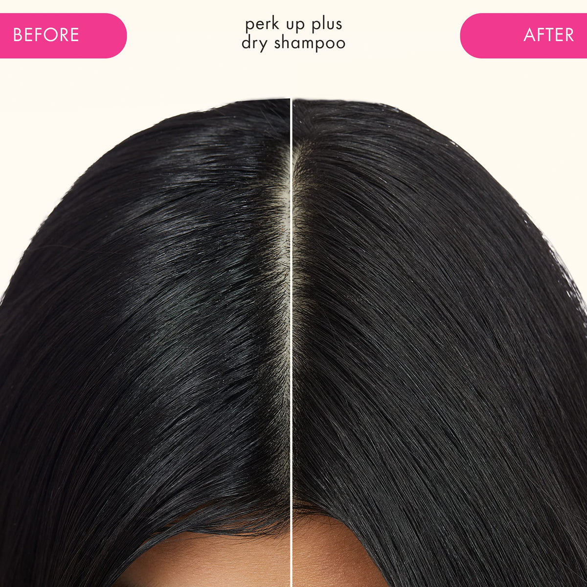 Amika Perk Up Plus applied to roots demonstrating instant oil absorption