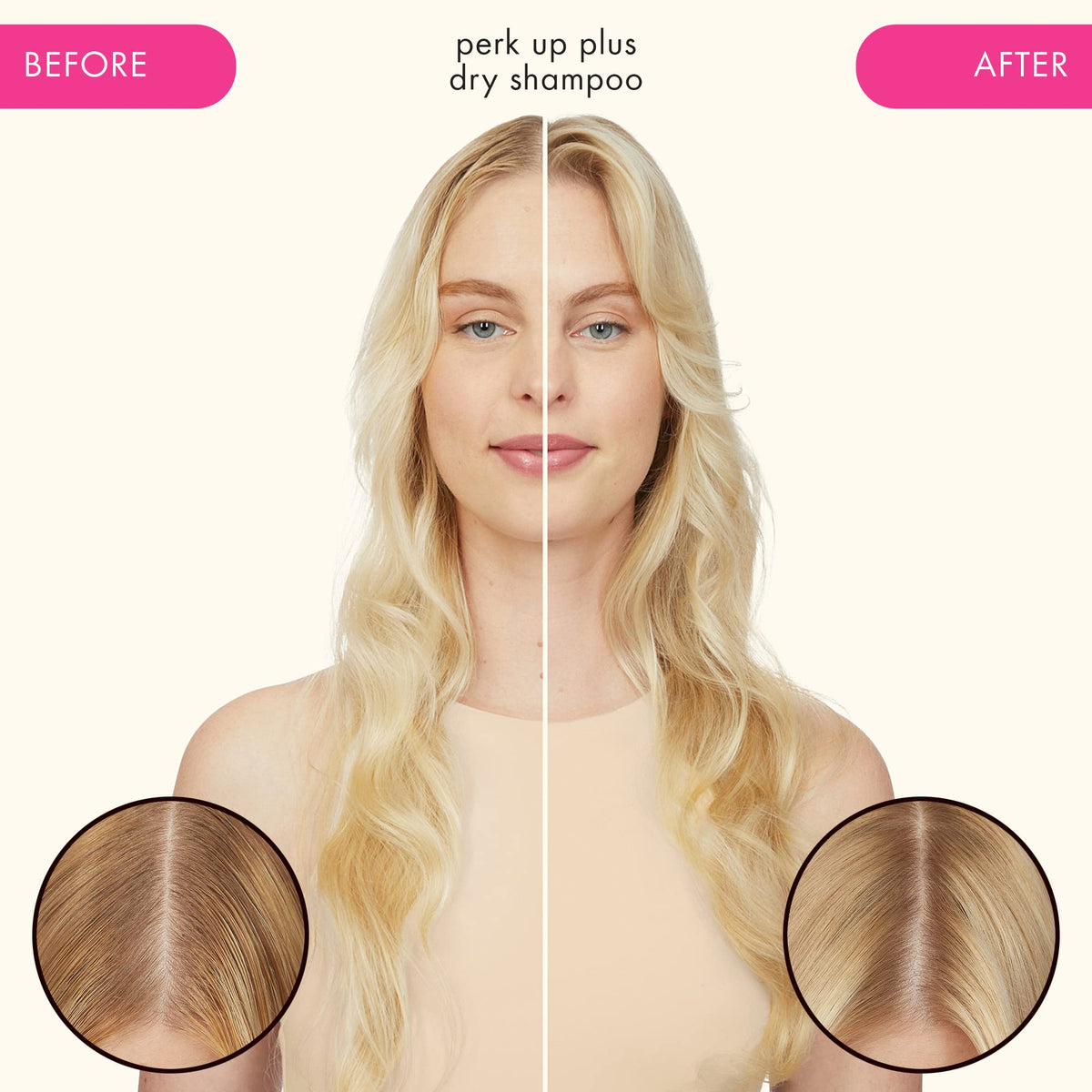 Amika Perk Up Plus held in hand to show 5.3 oz compact travel size