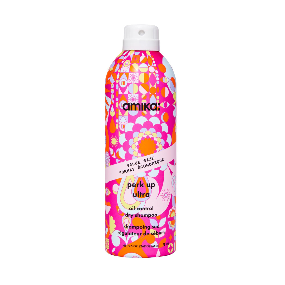 Amika front packaging showing product and benefits for quick oil control
